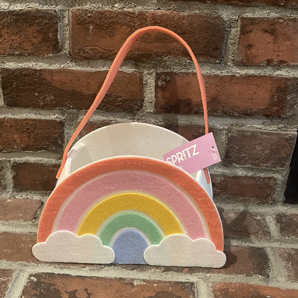 Target Spritz Felt Rainbow Easter Basket w/ Handle Clouds Kids Decor New